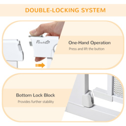 PawHut Pressure Fit Safety Gate for Doorways and Staircases, Dog Gate w/ Auto Closing Door, Pet Barrier for Hallways w/ Double Locking - White - thumbnail 4