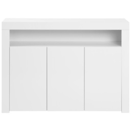 Modern Sideboard Cabinet with LED Lights, High Gloss Design, 3-Door Remote Control Kitchen Unit for Home Decor, 130x35x95 cm, White - Aosom.UK - thumbnail 2