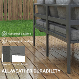Outsunny 3 Pieces Garden Furniture Set, Aluminium Corner Lounge Set with Adjustable Backrest and Coffee Table - thumbnail 7