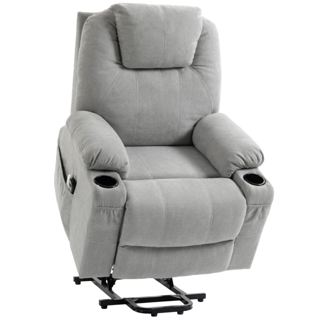 HOMCOM Power Lift Recliner Chair with Pocket Spring, Electric Lift Chair with Wide Backrest, Light Grey - image 1