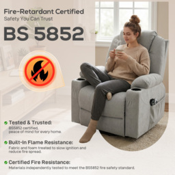 HOMCOM Power Lift Recliner Chair with Pocket Spring, Electric Lift Chair with Wide Backrest, Light Grey - thumbnail 9