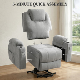 HOMCOM Power Lift Recliner Chair with Pocket Spring, Electric Lift Chair with Wide Backrest, Light Grey - thumbnail 8