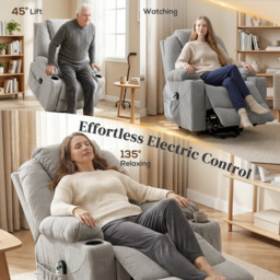 HOMCOM Power Lift Recliner Chair with Pocket Spring, Electric Lift Chair with Wide Backrest, Light Grey - thumbnail 5