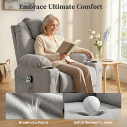 HOMCOM Power Lift Recliner Chair with Pocket Spring, Electric Lift Chair with Wide Backrest, Light Grey - thumbnail 6