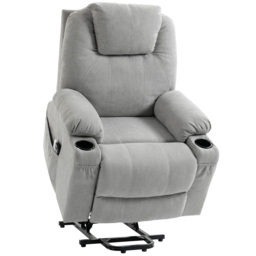 HOMCOM Power Lift Recliner Chair with Pocket Spring, Electric Lift Chair with Wide Backrest, Light Grey - thumbnail 1