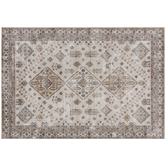 HOMCOM Vintage Area Rug, Non-Slip Washable Rug, Flannel Floor Carpet for Living Room, Bedroom, Dining Room, Home Office, 290 x 200 cm, Beige - image 1