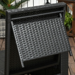 Outsunny 5PC PE Rattan Sun Lounger, Outdoor Wicker 5-level Adjustable Recliner Sofa Bed with Storage Side Table, Footstools, for Patio, Garden, Black - thumbnail 8