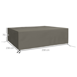Outsunny Patio Furniture Protector: Weatherproof 600D Oxford Cover for Large Square Sets, 230 x 230 x 70cm, Grey - Aosom UK - thumbnail 3