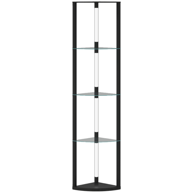 HOMCOM LED Floor Lamp with Shelves, Dimmable Standing Lamp with Foot Switch for Living Room, Bedroom, Black - image 1