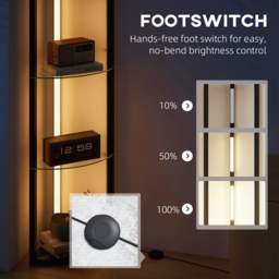 HOMCOM LED Floor Lamp with Shelves, Dimmable Standing Lamp with Foot Switch for Living Room, Bedroom, Black - thumbnail 6