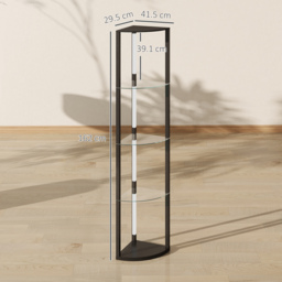 HOMCOM LED Floor Lamp with Shelves, Dimmable Standing Lamp with Foot Switch for Living Room, Bedroom, Black - thumbnail 3