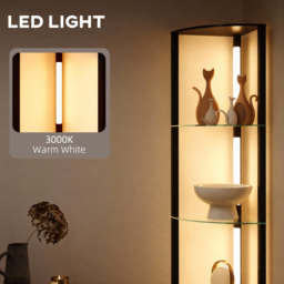 HOMCOM LED Floor Lamp with Shelves, Dimmable Standing Lamp with Foot Switch for Living Room, Bedroom, Black - thumbnail 5