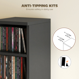 HOMCOM Set of 2 CD Media Display Shelf Unit Tower Rack with Adjustable Shelves, Black - thumbnail 7