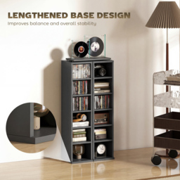 HOMCOM Set of 2 CD Media Display Shelf Unit Tower Rack with Adjustable Shelves, Black - thumbnail 8