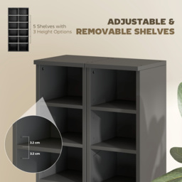 HOMCOM Set of 2 CD Media Display Shelf Unit Tower Rack with Adjustable Shelves, Black - thumbnail 6