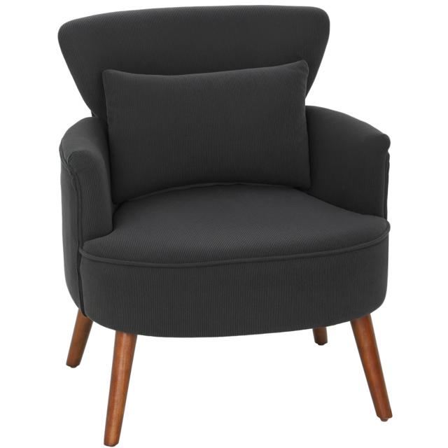 HOMCOM Corduroy Retro Accent Chair - Black - image 1