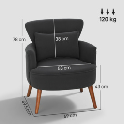 HOMCOM Corduroy Retro Accent Chair - Black - thumbnail 3