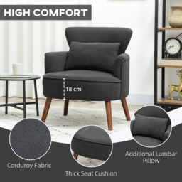 HOMCOM Corduroy Retro Accent Chair - Black - thumbnail 5