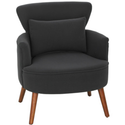 HOMCOM Corduroy Retro Accent Chair - Black - thumbnail 1