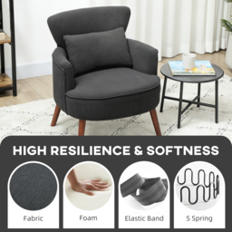 HOMCOM Corduroy Retro Accent Chair - Black - thumbnail 4