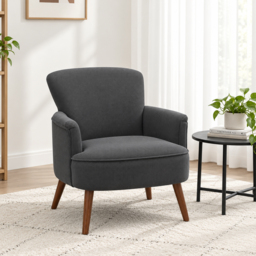 HOMCOM Corduroy Retro Accent Chair - Black - thumbnail 2