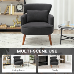 HOMCOM Corduroy Retro Accent Chair - Black - thumbnail 8