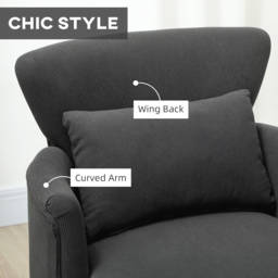 HOMCOM Corduroy Retro Accent Chair - Black - thumbnail 6