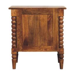 Solid Mango Wood Bedside Table with 2 Drawers, Ample Storage, Nightstand for Living Room & Bedroom, Brown - Aosom UK - thumbnail 6