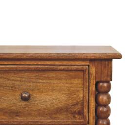 Solid Mango Wood Bedside Table with 2 Drawers, Ample Storage, Nightstand for Living Room & Bedroom, Brown - Aosom UK - thumbnail 4