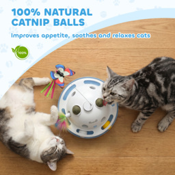 PawHut 4-in-1 Interactive Cat Toys for Indoor Cats Adult with Spinning Butterfly, Shooting Feathers & Catnip Balls - thumbnail 6