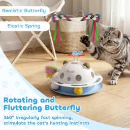 PawHut 4-in-1 Interactive Cat Toys for Indoor Cats Adult with Spinning Butterfly, Shooting Feathers & Catnip Balls - thumbnail 5