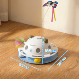 PawHut 4-in-1 Interactive Cat Toys for Indoor Cats Adult with Spinning Butterfly, Shooting Feathers & Catnip Balls - thumbnail 3