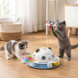 PawHut 4-in-1 Interactive Cat Toys for Indoor Cats Adult with Spinning Butterfly, Shooting Feathers & Catnip Balls - thumbnail 2