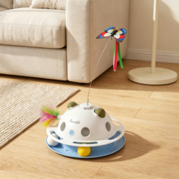 PawHut 4-in-1 Interactive Cat Toys for Indoor Cats Adult with Spinning Butterfly, Shooting Feathers & Catnip Balls - thumbnail 8