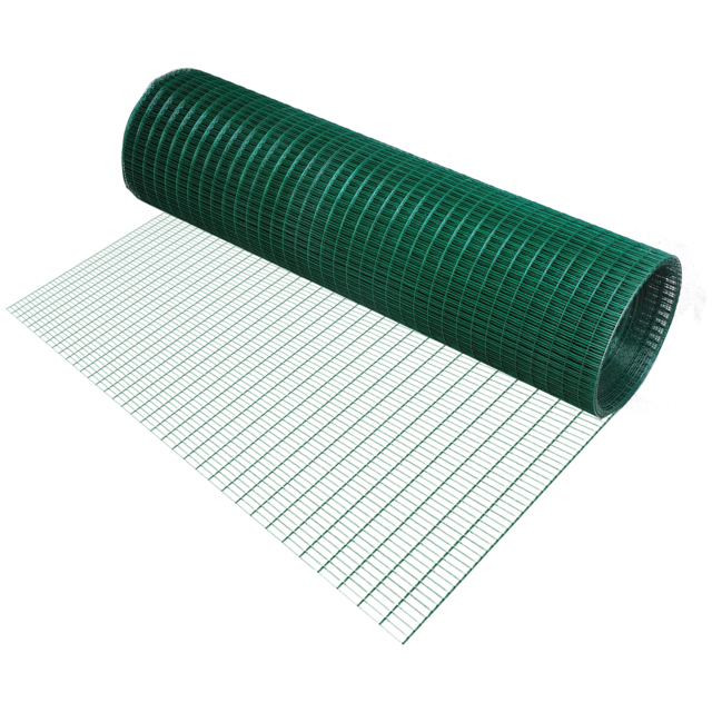 Pawhut PVC Coated Welded Wire Mesh Fencing Chicken Poultry Aviary Fence Run Hutch Pet Rabbit 30m Dark Green - image 1