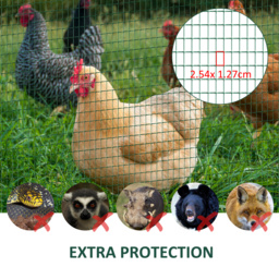 Pawhut PVC Coated Welded Wire Mesh Fencing Chicken Poultry Aviary Fence Run Hutch Pet Rabbit 30m Dark Green - thumbnail 6
