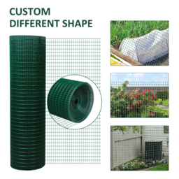 Pawhut PVC Coated Welded Wire Mesh Fencing Chicken Poultry Aviary Fence Run Hutch Pet Rabbit 30m Dark Green - thumbnail 5