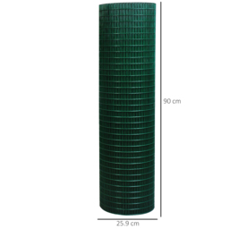 Pawhut PVC Coated Welded Wire Mesh Fencing Chicken Poultry Aviary Fence Run Hutch Pet Rabbit 30m Dark Green - thumbnail 3