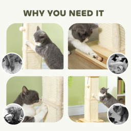 PawHut 3 in 1 Cat Scratching Post, 67cm Cat Scratcher w/ Track Ball Toy, Oak - Aosom UK - thumbnail 6