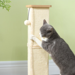 PawHut 3 in 1 Cat Scratching Post, 67cm Cat Scratcher w/ Track Ball Toy, Oak - Aosom UK - thumbnail 7