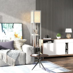 HOMCOM Three-Shelf Standing Lamp - Grey/White - thumbnail 9
