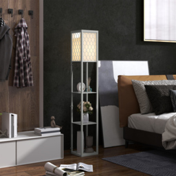 HOMCOM Three-Shelf Standing Lamp - Grey/White - thumbnail 2