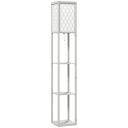 HOMCOM Three-Shelf Standing Lamp - Grey/White - thumbnail 1