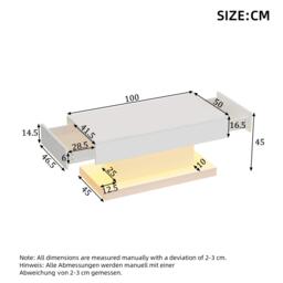 T-shaped Coffee Table with 2 Drawers and App-Controlled LED Strip, High-Gloss Centre Table for Living Room, 100L x 50W x 45H cm, White - Aosom UK - thumbnail 3