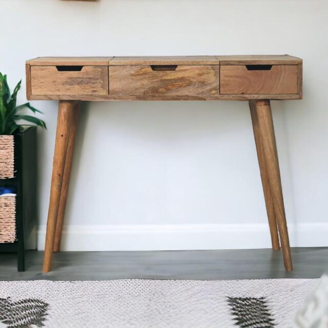Wood Dressing Table with Mirror and 2 Smooth‑Gliding Drawers, Console Table with 4 Compartments, 40L x 100W x 78H cm, Brown - Aosom UK - image 1