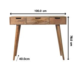 Wood Dressing Table with Mirror and 2 Smooth‑Gliding Drawers, Console Table with 4 Compartments, 40L x 100W x 78H cm, Brown - Aosom UK - thumbnail 3