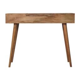 Wood Dressing Table with Mirror and 2 Smooth‑Gliding Drawers, Console Table with 4 Compartments, 40L x 100W x 78H cm, Brown - Aosom UK - thumbnail 8