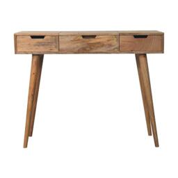 Wood Dressing Table with Mirror and 2 Smooth‑Gliding Drawers, Console Table with 4 Compartments, 40L x 100W x 78H cm, Brown - Aosom UK - thumbnail 2