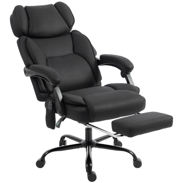 HOMCOM High Back Vibration Massage Office Chair Heated Reclining Computer Chair w/ Adjustable Height, Swivel Wheels, Black - image 1