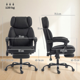 HOMCOM High Back Vibration Massage Office Chair Heated Reclining Computer Chair w/ Adjustable Height, Swivel Wheels, Black - thumbnail 3